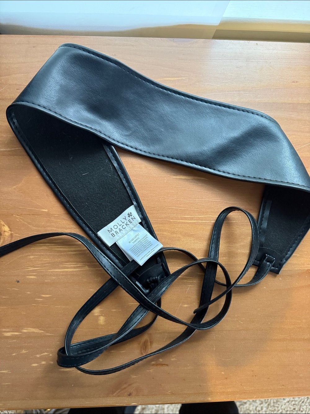 Molly Bracken Wide Black Tie Waist Belt